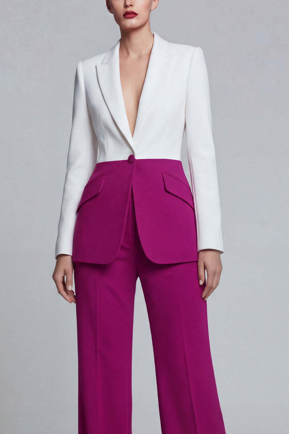 Black Pink 2 Piece Single Breasted Peak Lapel Women Formal Suits