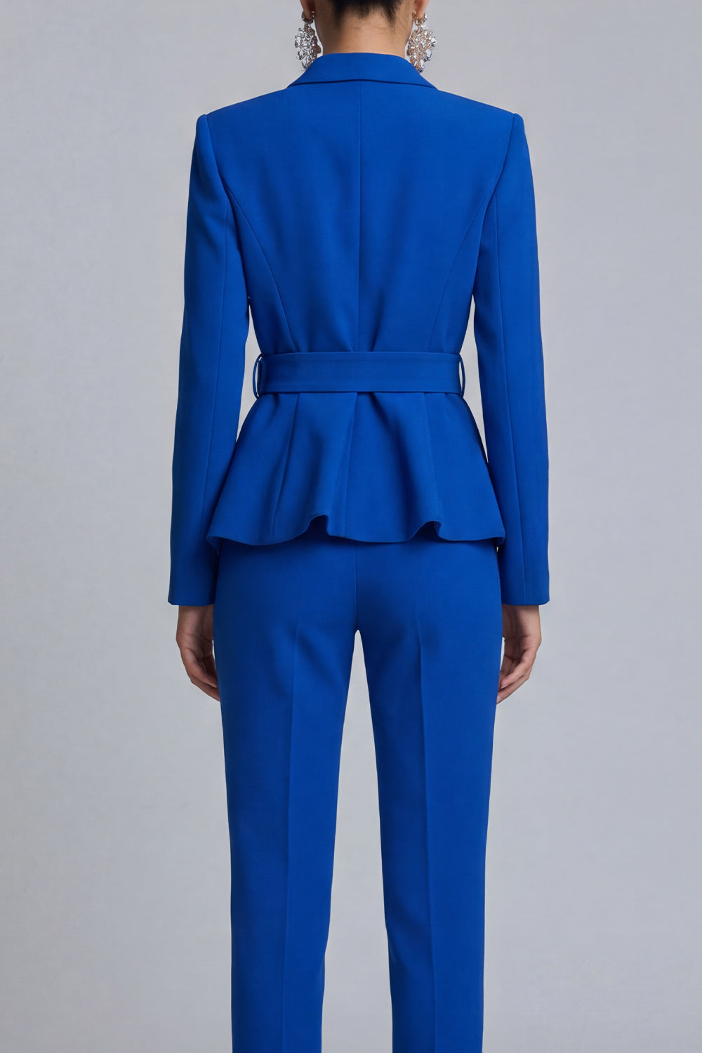 Royal Blue Peak Lapel 2 Piece Business Suits with Belt