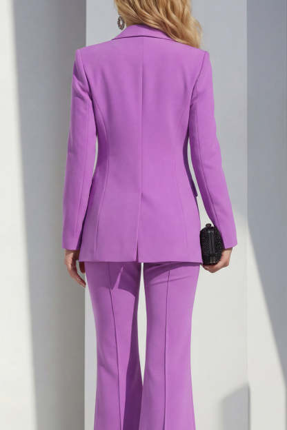 Peak Lapel Long Sleeves Purple 2 Piece Business Suits