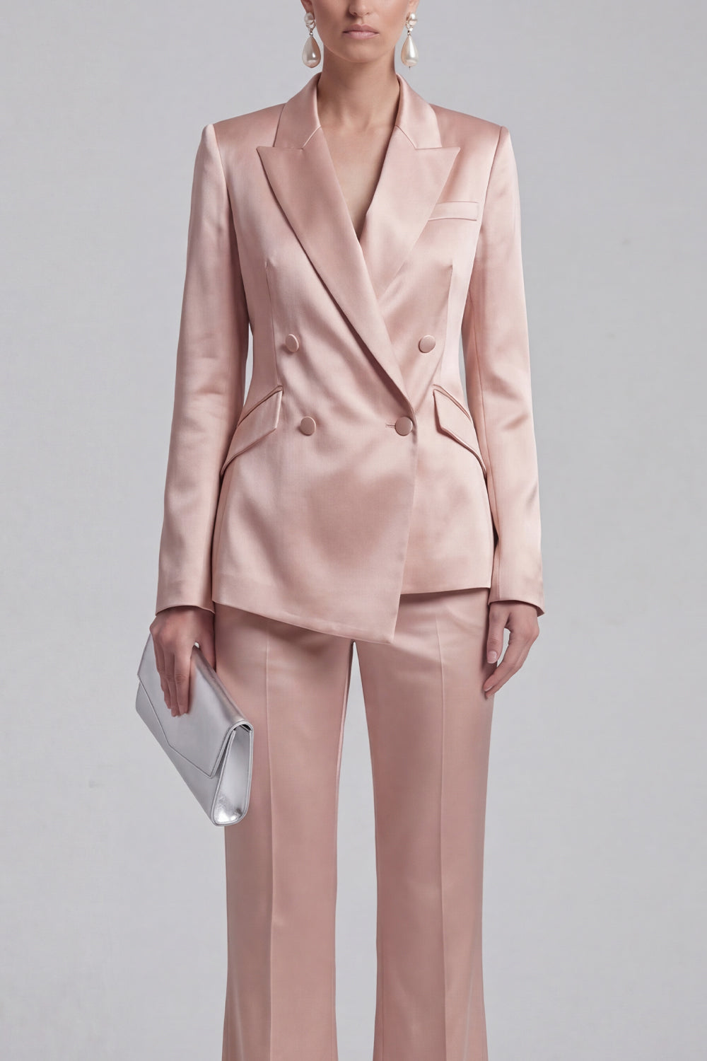 White Peak Lapel Long Sleeves 2 Piece Business Suits