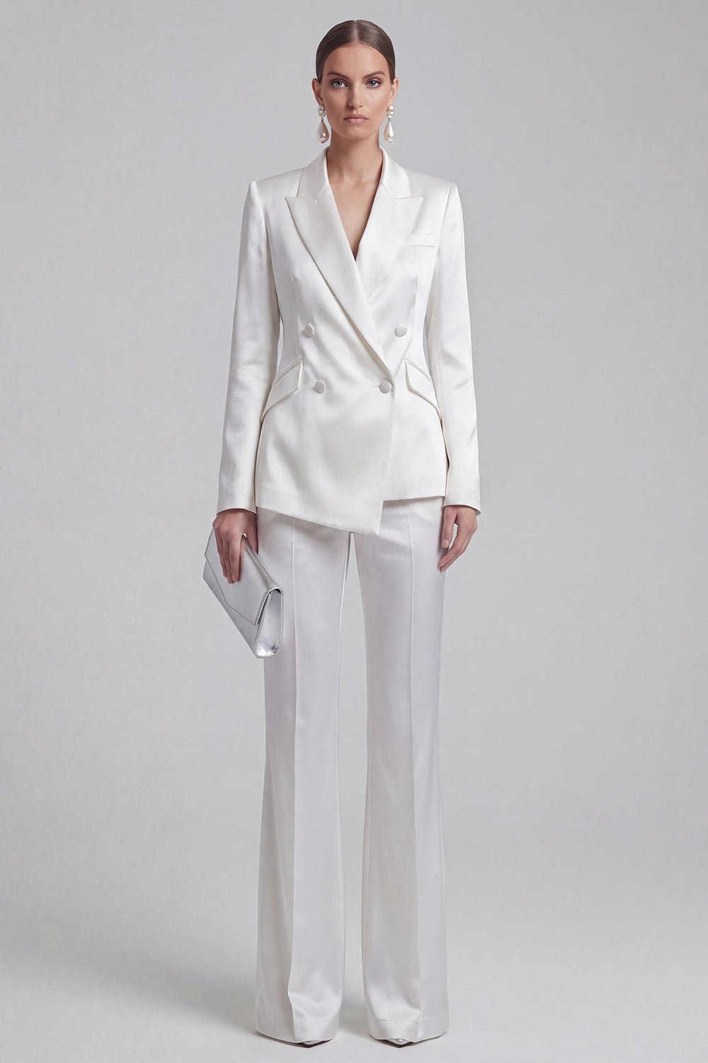 White Peak Lapel Long Sleeves 2 Piece Business Suits