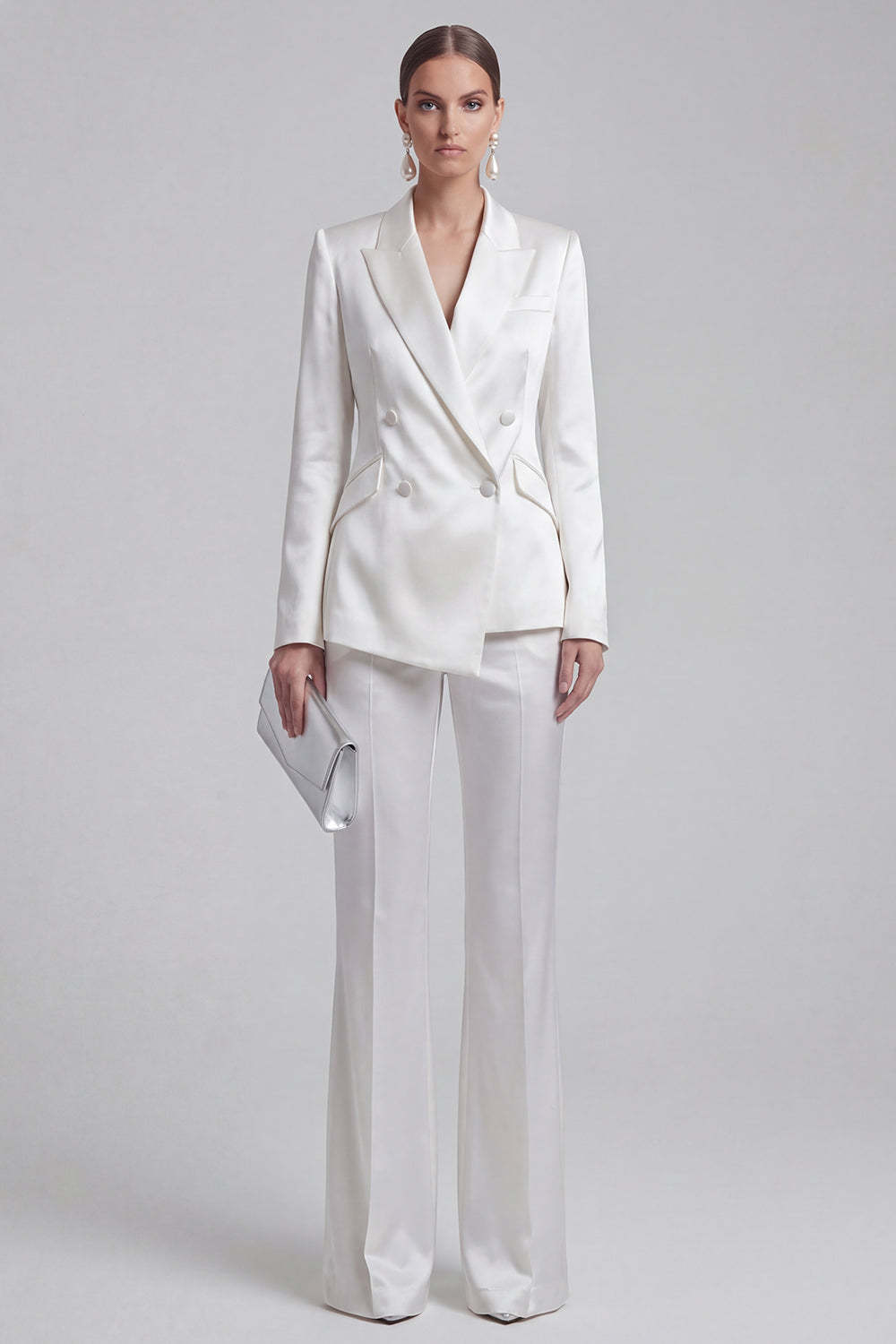 White Peak Lapel Long Sleeves 2 Piece Business Suits