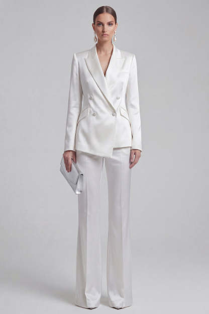 White Peak Lapel Long Sleeves 2 Piece Business Suits