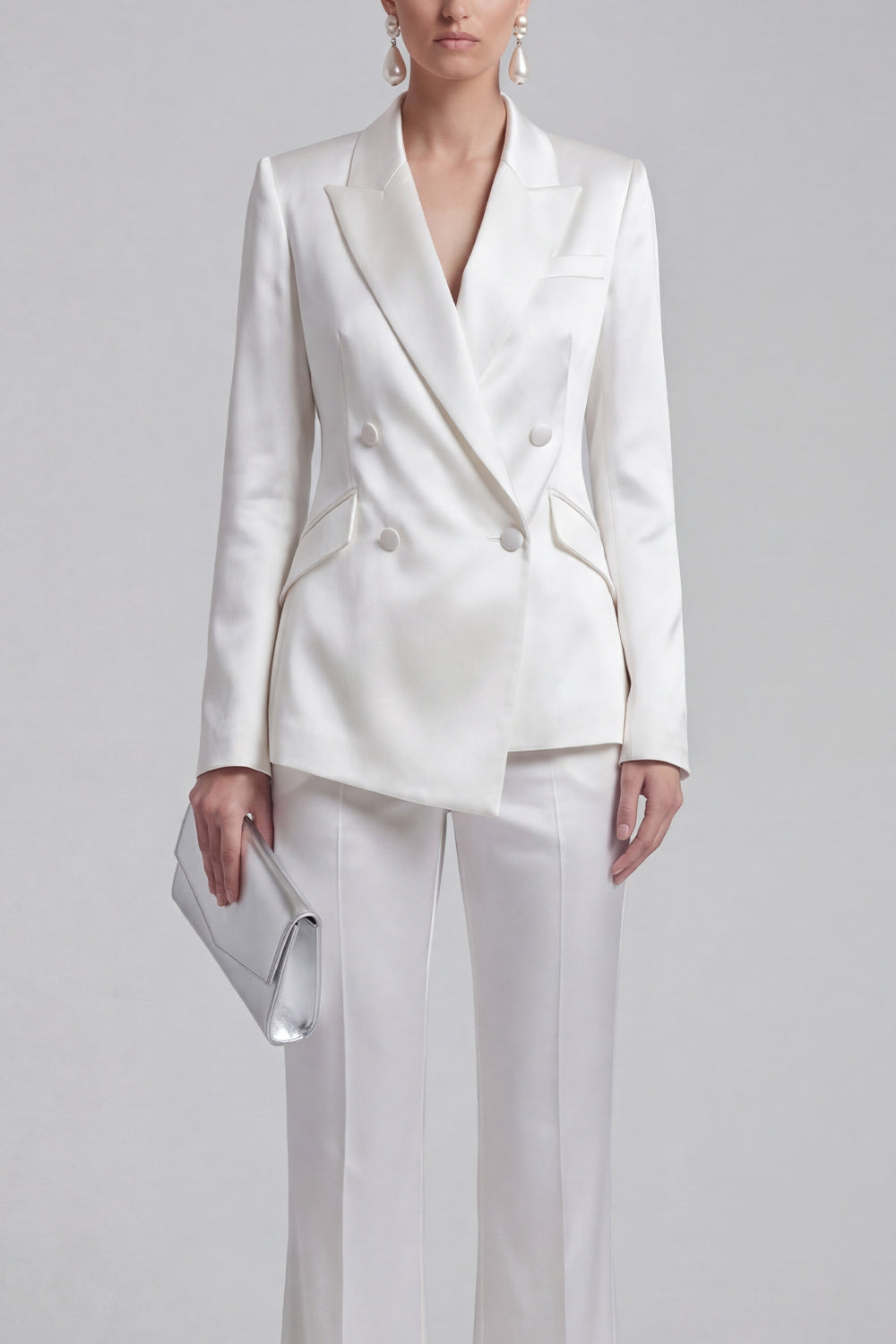 White Peak Lapel Long Sleeves 2 Piece Business Suits