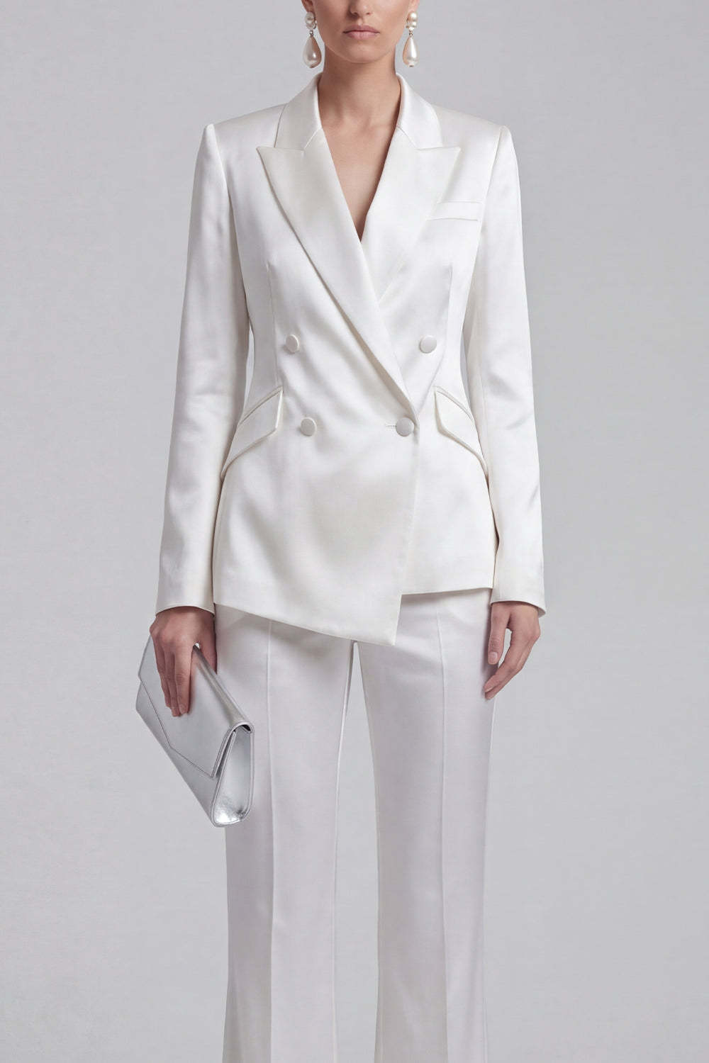 White Peak Lapel Long Sleeves 2 Piece Business Suits