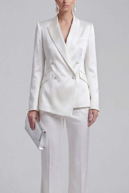 White Peak Lapel Long Sleeves 2 Piece Business Suits