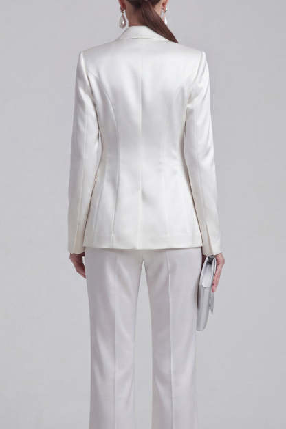 White Peak Lapel Long Sleeves 2 Piece Business Suits
