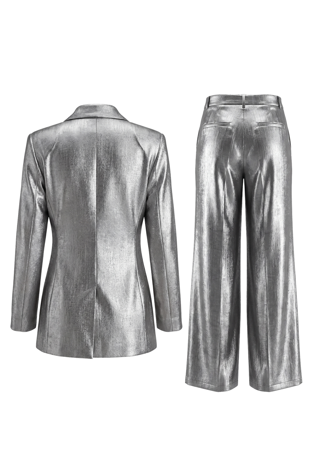 2 Piece Shawl Lapel Grey Ruched Business Suits with Bow