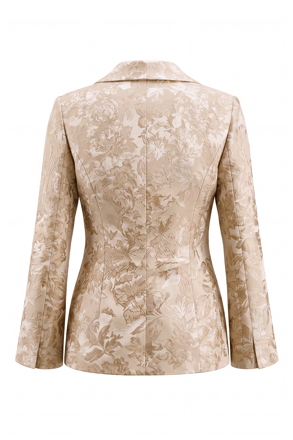 2 Piece Shawl Lapel Champagne Jacquard Floral Business Suits