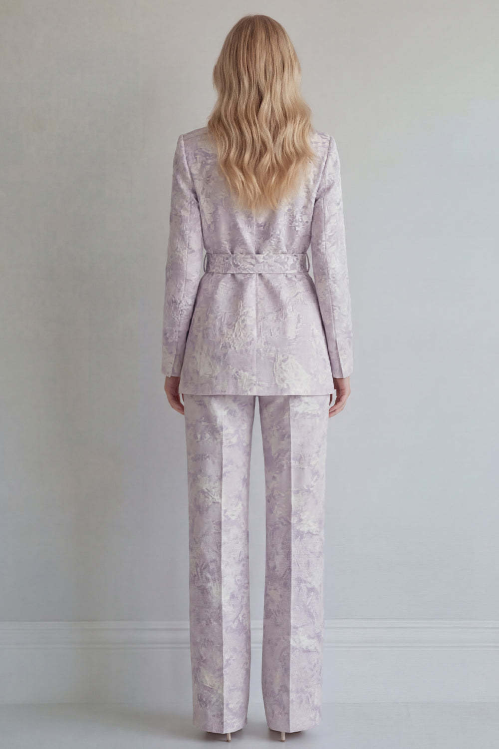 Lilac 2 Piece Peak Lapel Floral Long Sleeves Business Suits