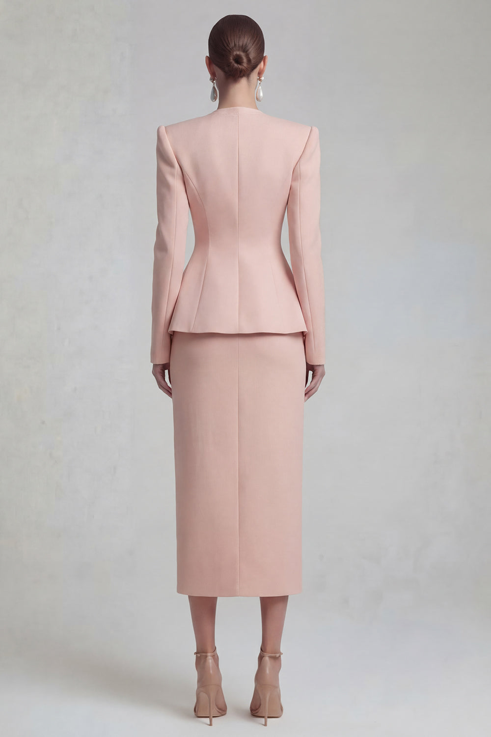 Green Single Breasted Sheath Long Sleeves 2 Piece Blazer Dress with Slit