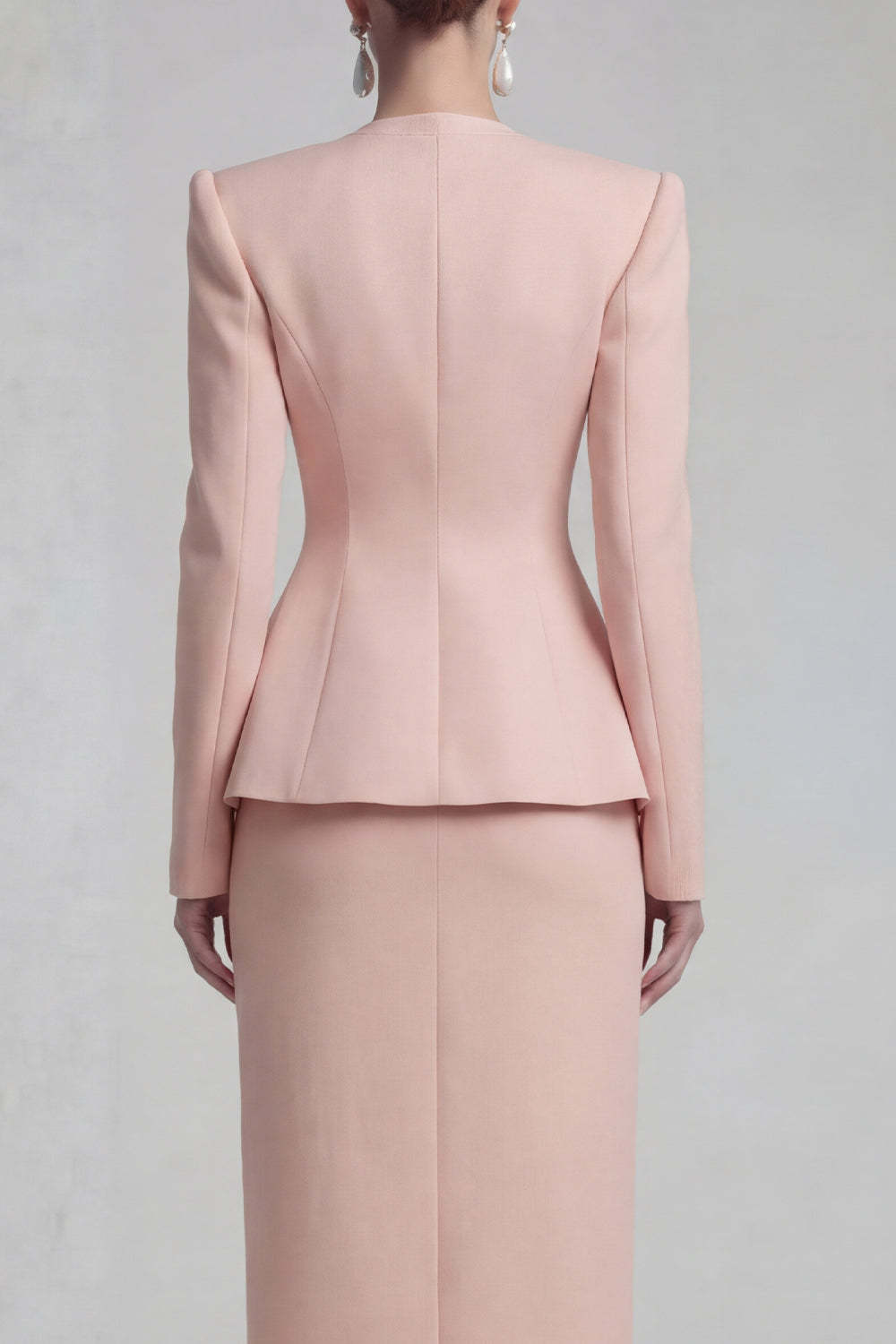 Green Single Breasted Sheath Long Sleeves 2 Piece Blazer Dress with Slit