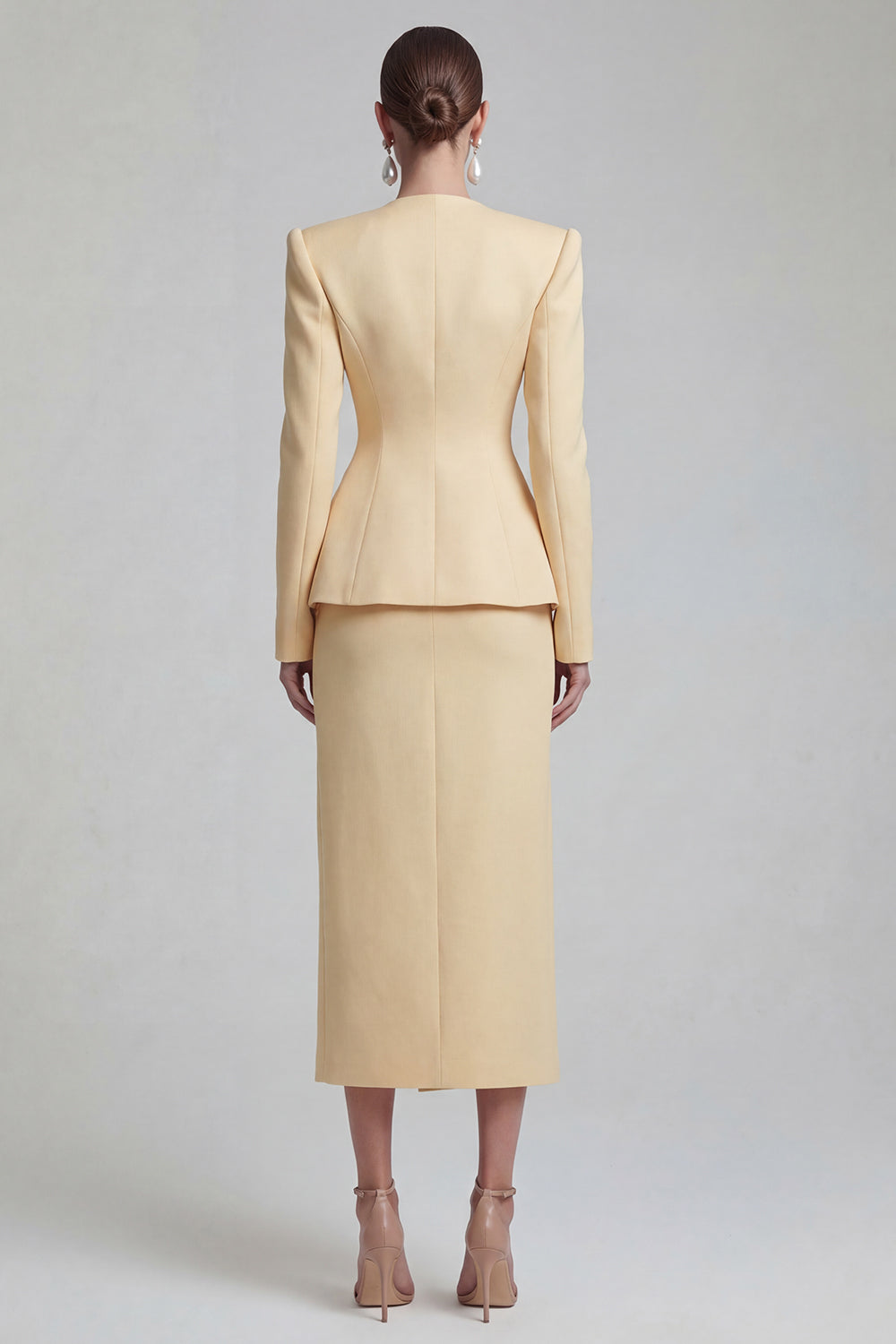 Green Single Breasted Sheath Long Sleeves 2 Piece Blazer Dress with Slit