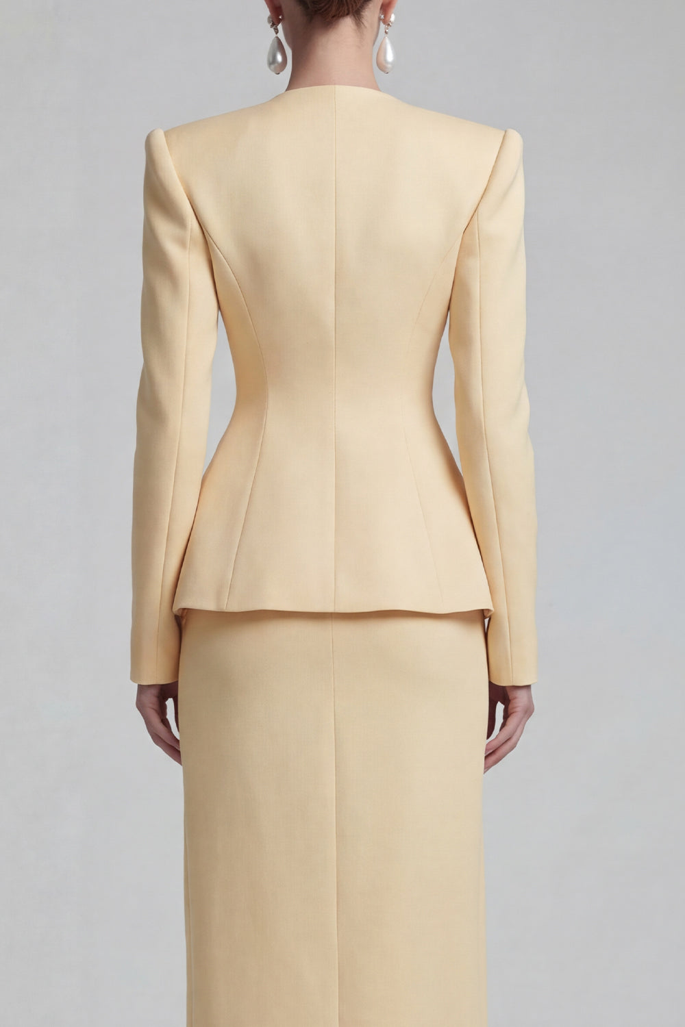 Green Single Breasted Sheath Long Sleeves 2 Piece Blazer Dress with Slit