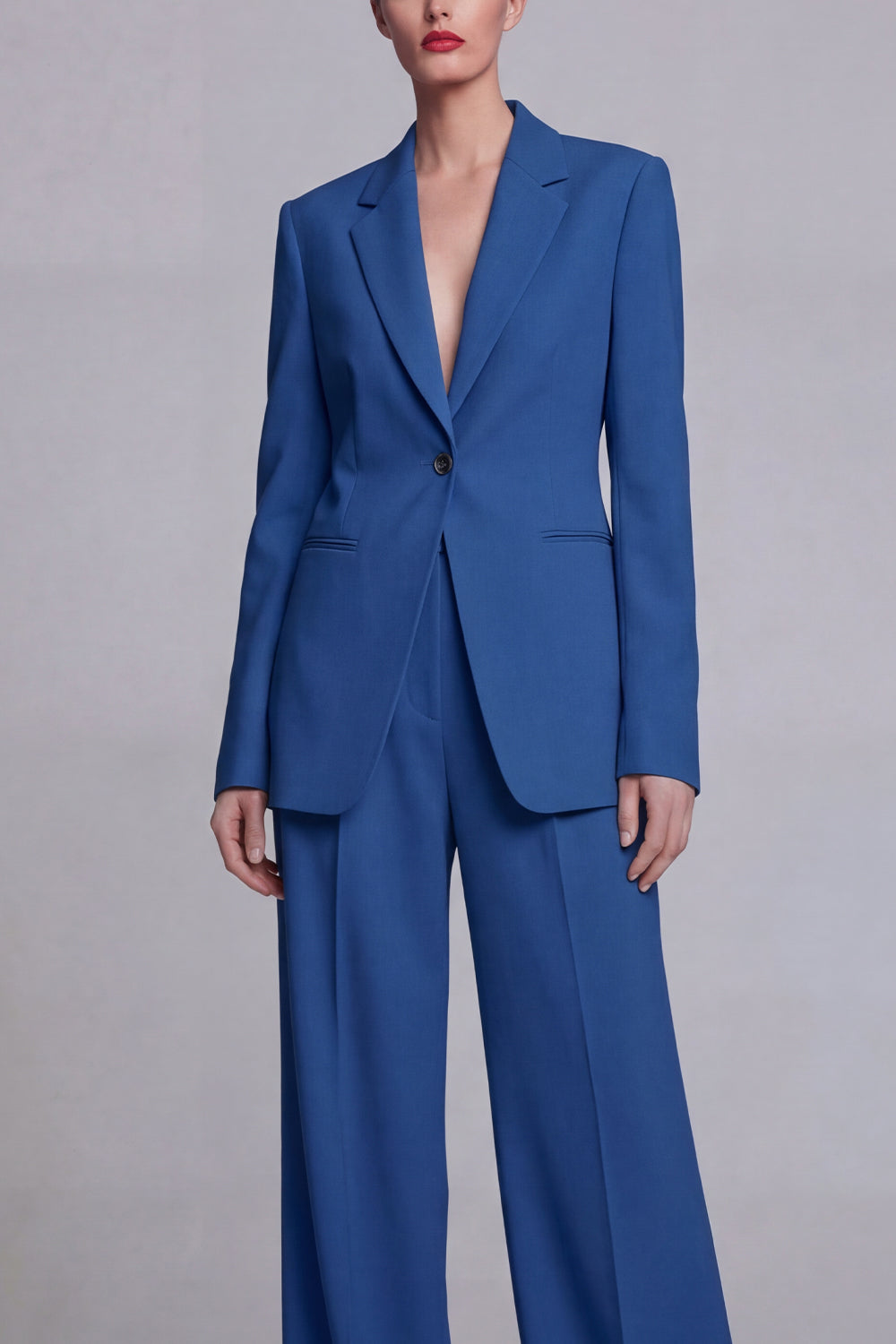 Peak Lapel Dark Blue Long Sleeves 2 Piece Business Suits