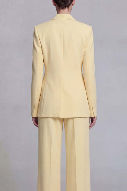 Peak Lapel Dark Blue Long Sleeves 2 Piece Business Suits