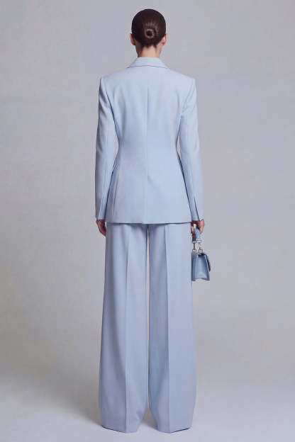 Peak Lapel Blue Long Sleeves 2 Piece Business Suits