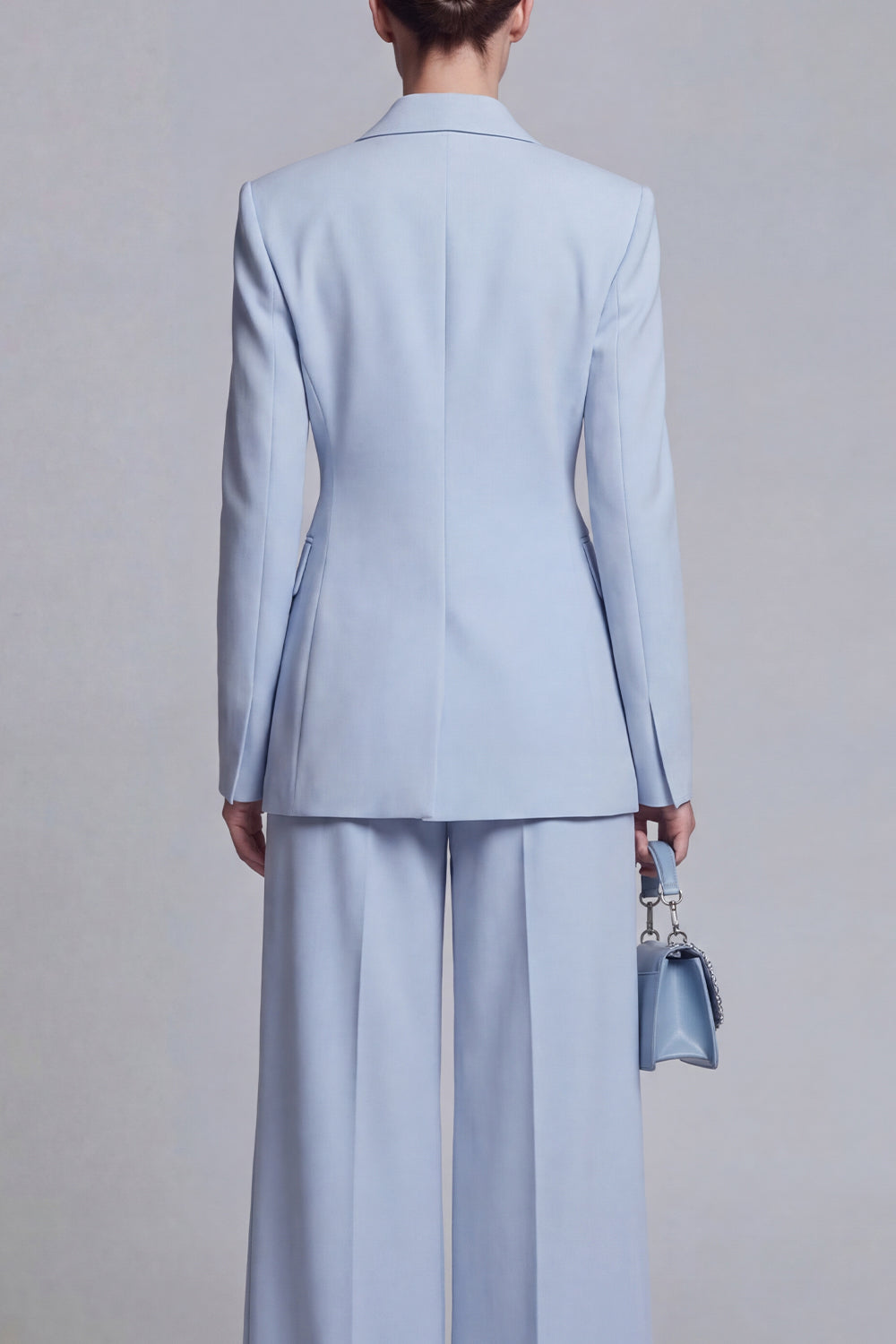 Peak Lapel Blue Long Sleeves 2 Piece Business Suits