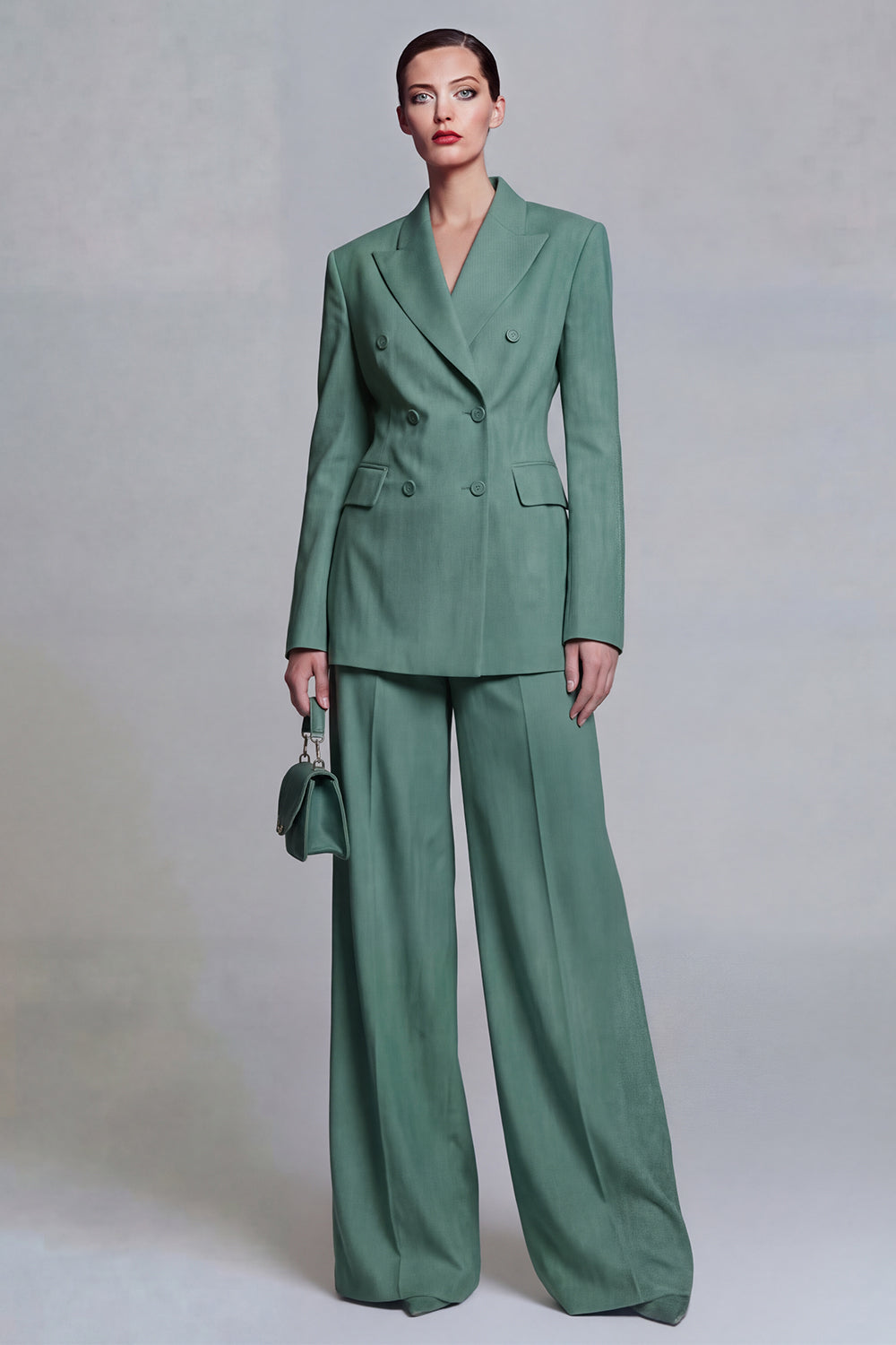 Peak Lapel Blue Long Sleeves 2 Piece Business Suits