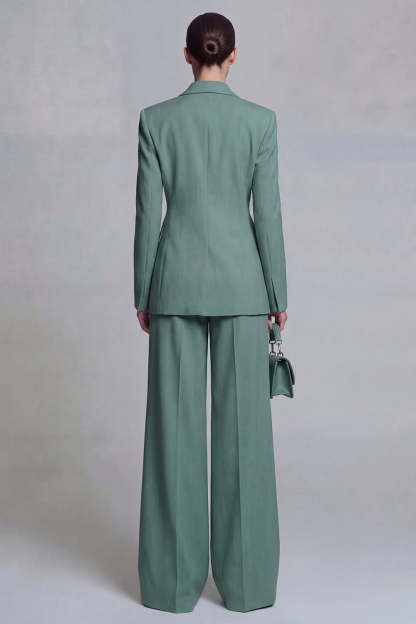 Peak Lapel Blue Long Sleeves 2 Piece Business Suits