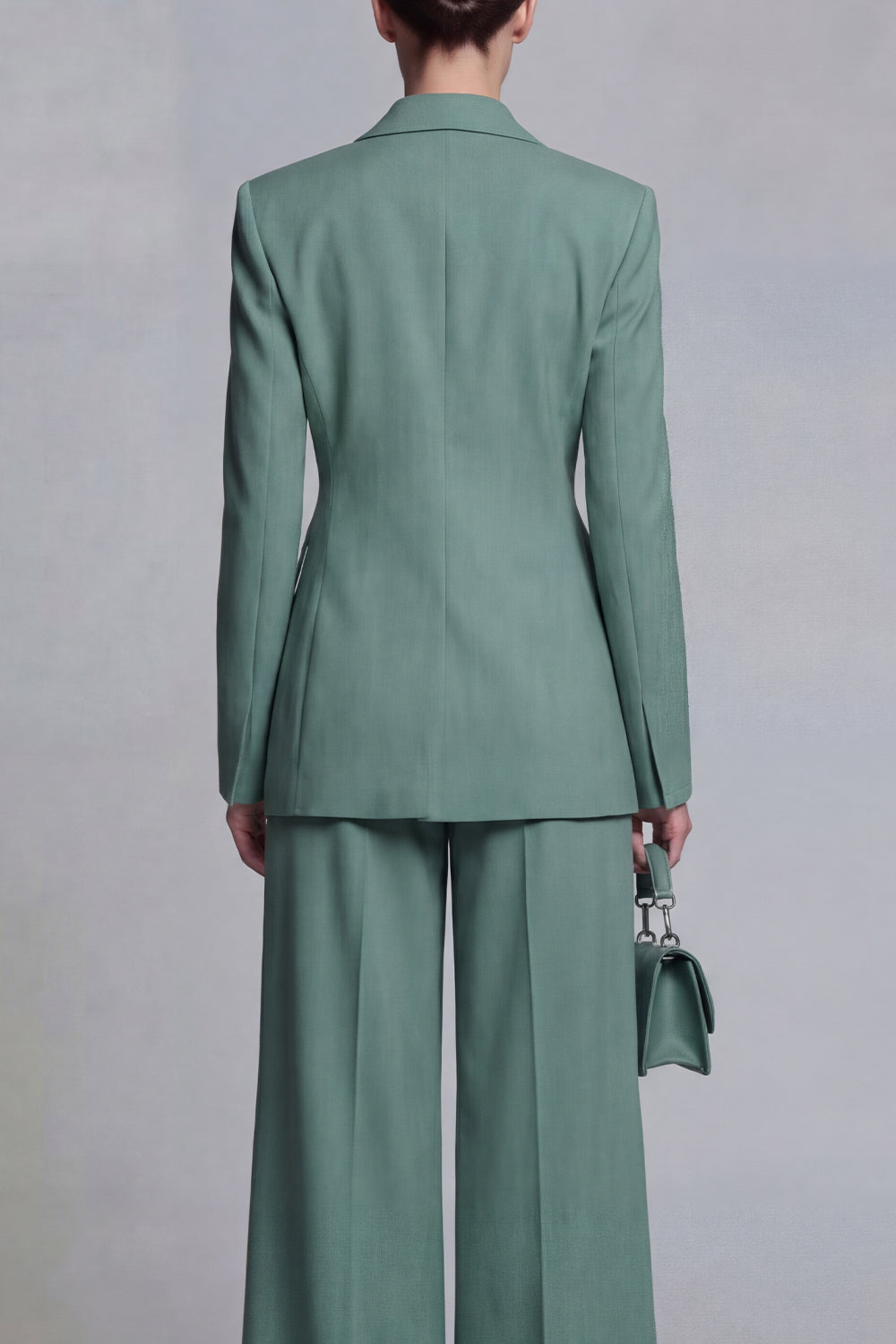 Peak Lapel Blue Long Sleeves 2 Piece Business Suits