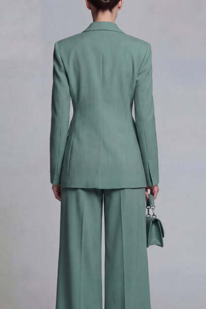 Peak Lapel Blue Long Sleeves 2 Piece Business Suits