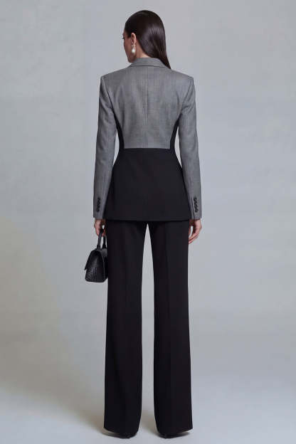 Black Single Breasted Peak Lapel Long Sleeves 2 Piece Business Suits