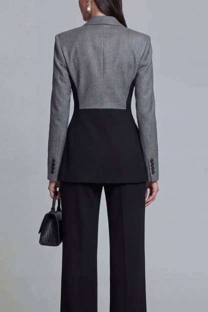 Black Single Breasted Peak Lapel Long Sleeves 2 Piece Business Suits