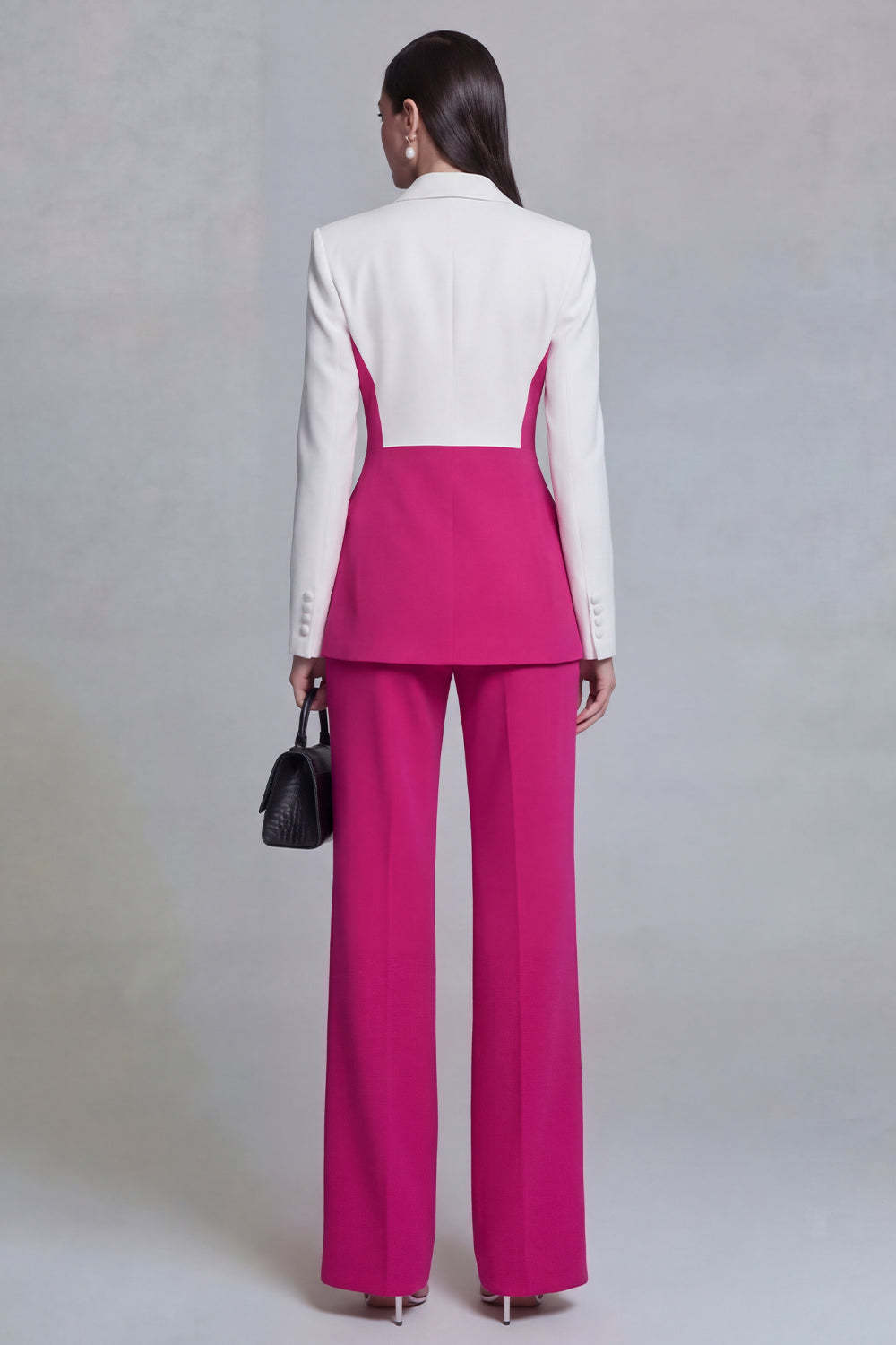 Black Single Breasted Peak Lapel Long Sleeves 2 Piece Business Suits