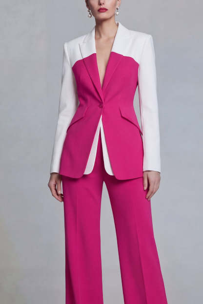 Black Single Breasted Peak Lapel Long Sleeves 2 Piece Business Suits