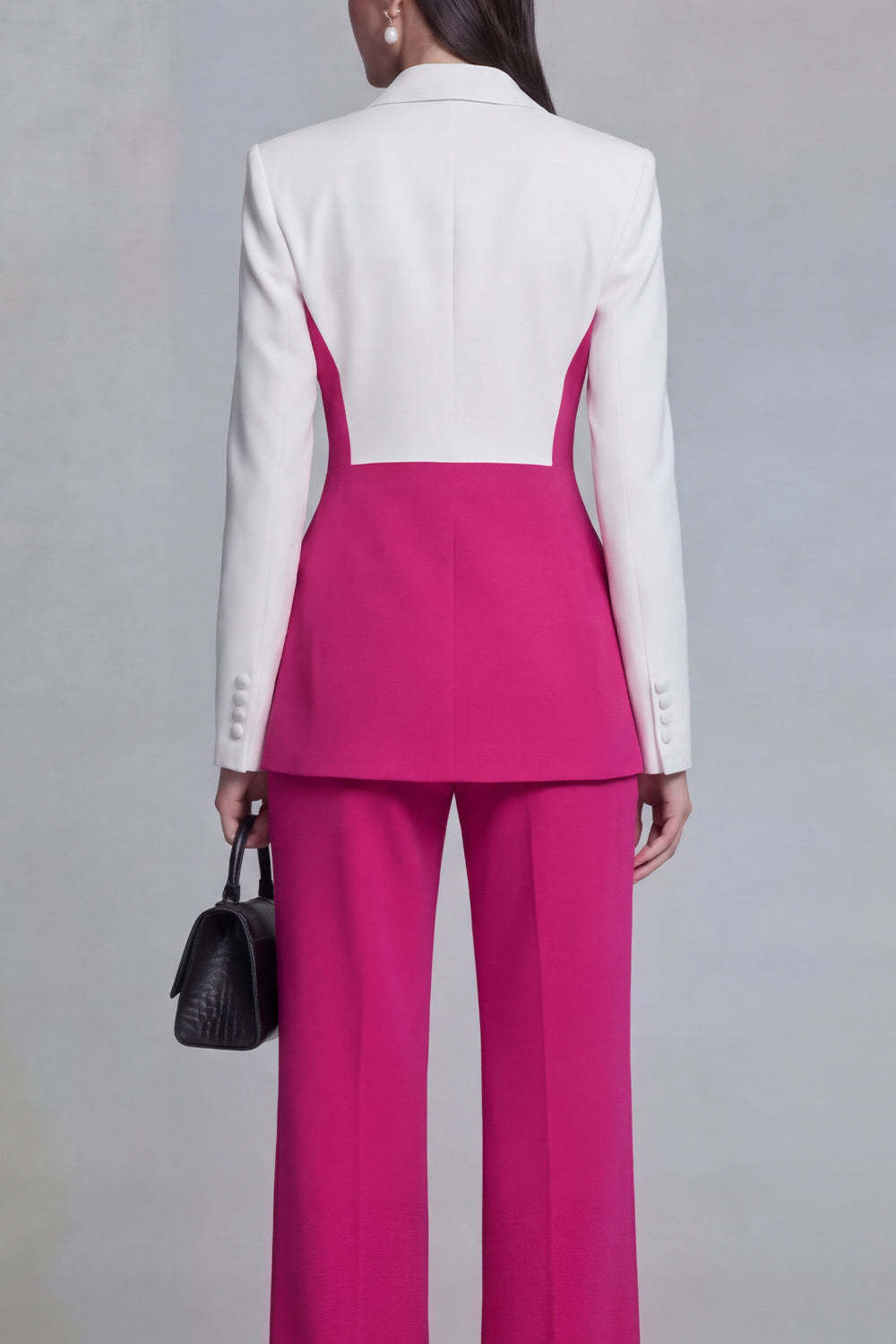 Black Single Breasted Peak Lapel Long Sleeves 2 Piece Business Suits