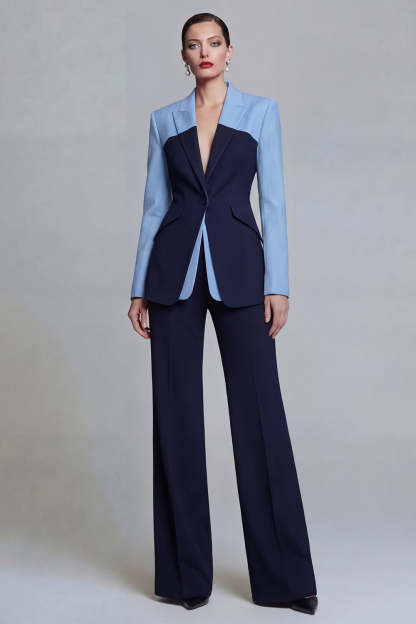 Black Single Breasted Peak Lapel Long Sleeves 2 Piece Business Suits