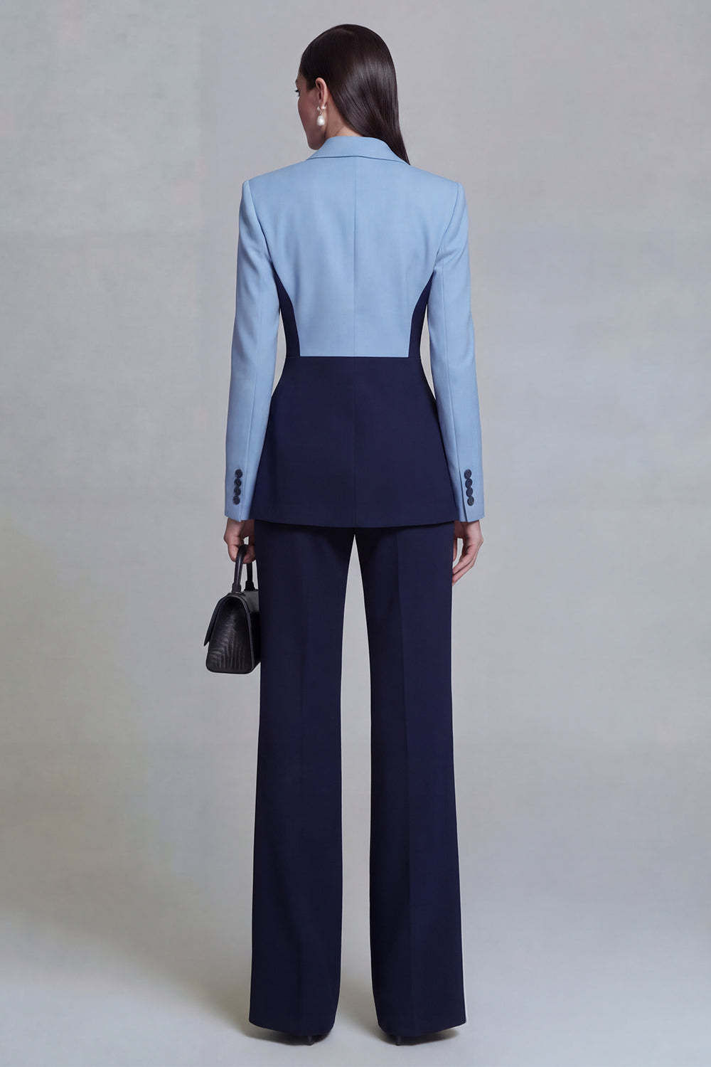 Black Single Breasted Peak Lapel Long Sleeves 2 Piece Business Suits