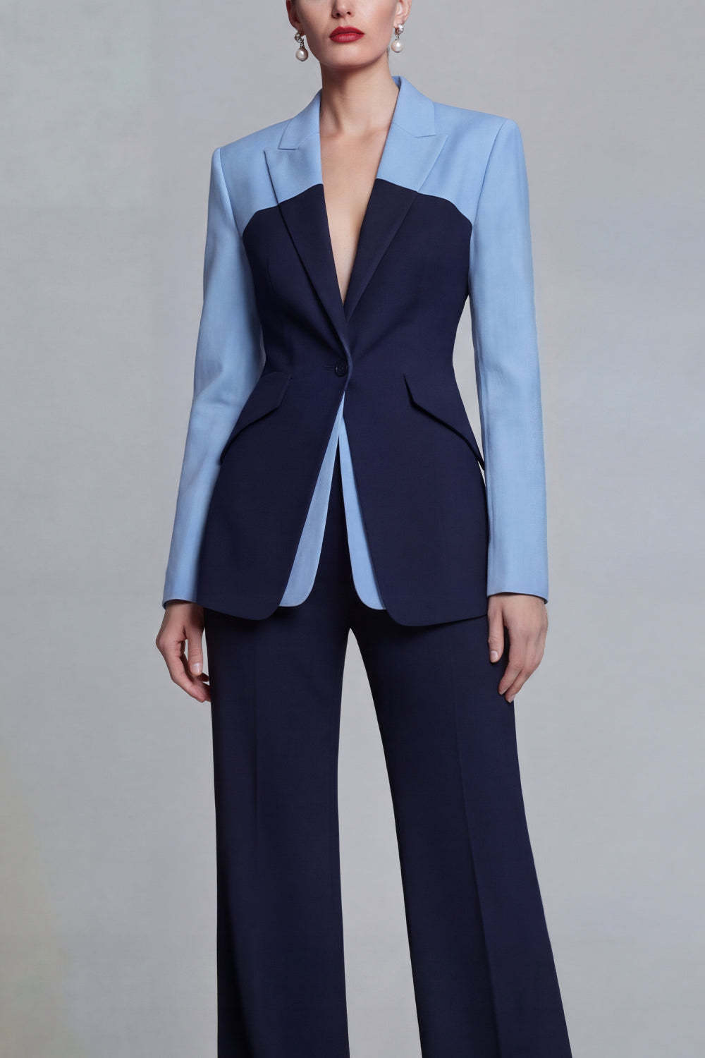 Black Single Breasted Peak Lapel Long Sleeves 2 Piece Business Suits