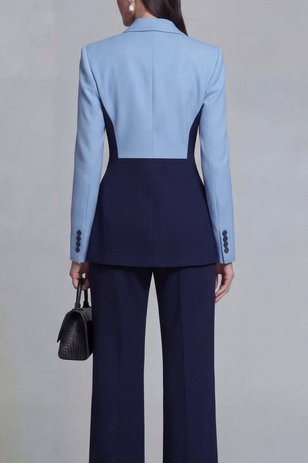 Black Single Breasted Peak Lapel Long Sleeves 2 Piece Business Suits