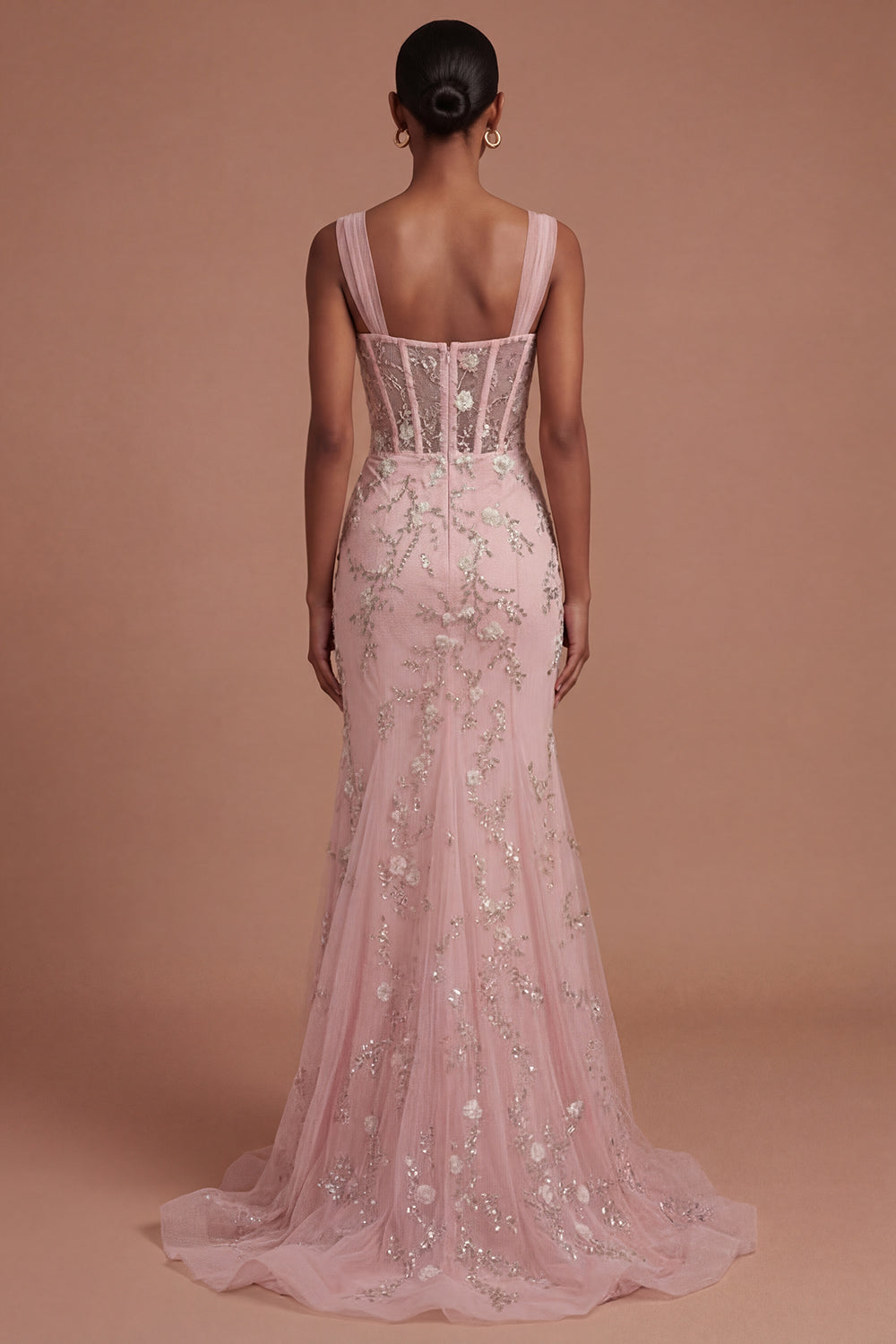Sparkly Beaded Corset Blue Mermaid Long Prom Dress