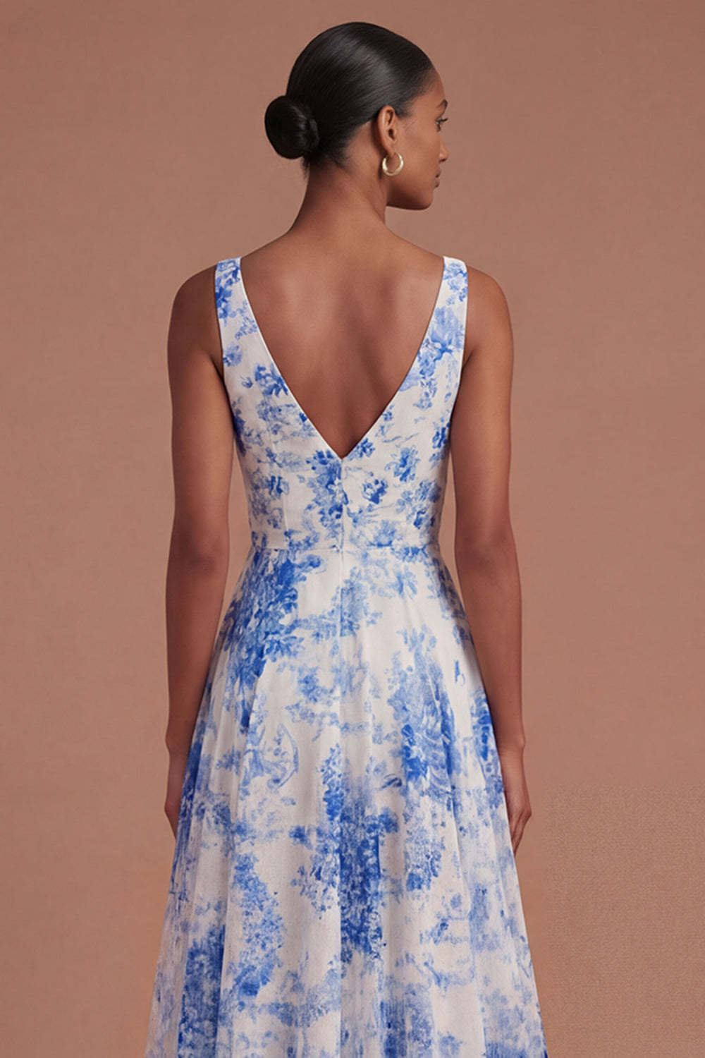 V Neck A Line Sleeveless Long Prom Dress