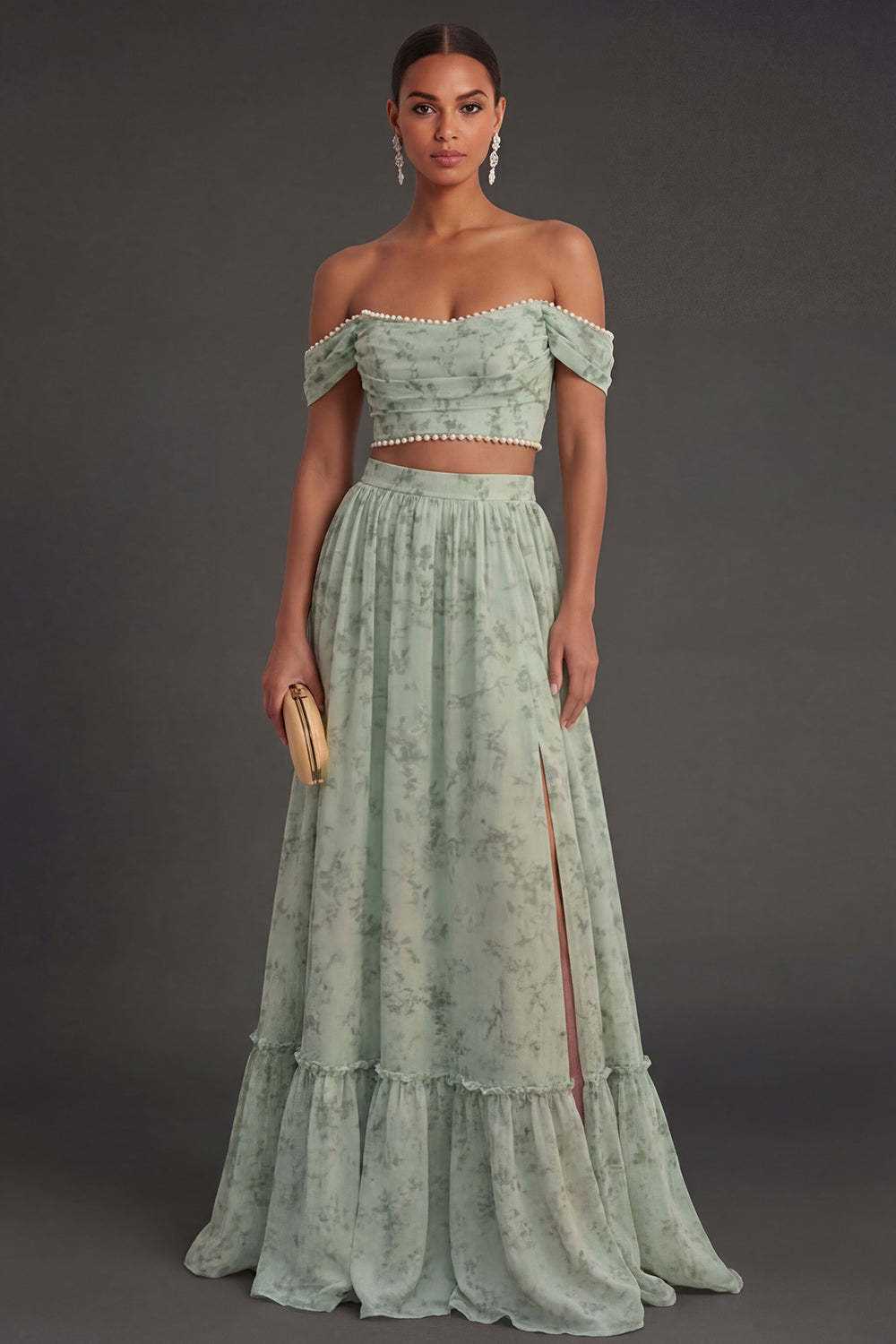 Leely Women Off the Shoulder Dusty Sage A Line Long Wedding Guest Dress Ruched Backless Sleeveless Evening Dress