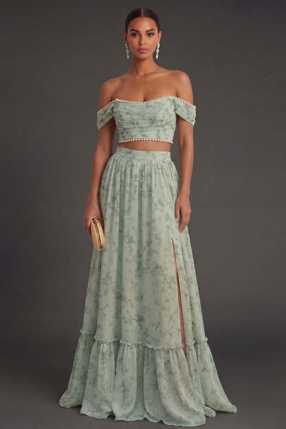 Leely Women Off the Shoulder Dusty Sage A Line Long Wedding Guest Dress Ruched Backless Sleeveless Evening Dress