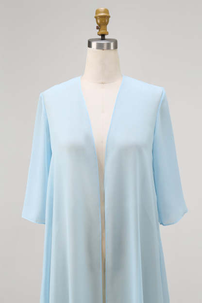 Sky Blue Chiffon Short Sleeves Jacket