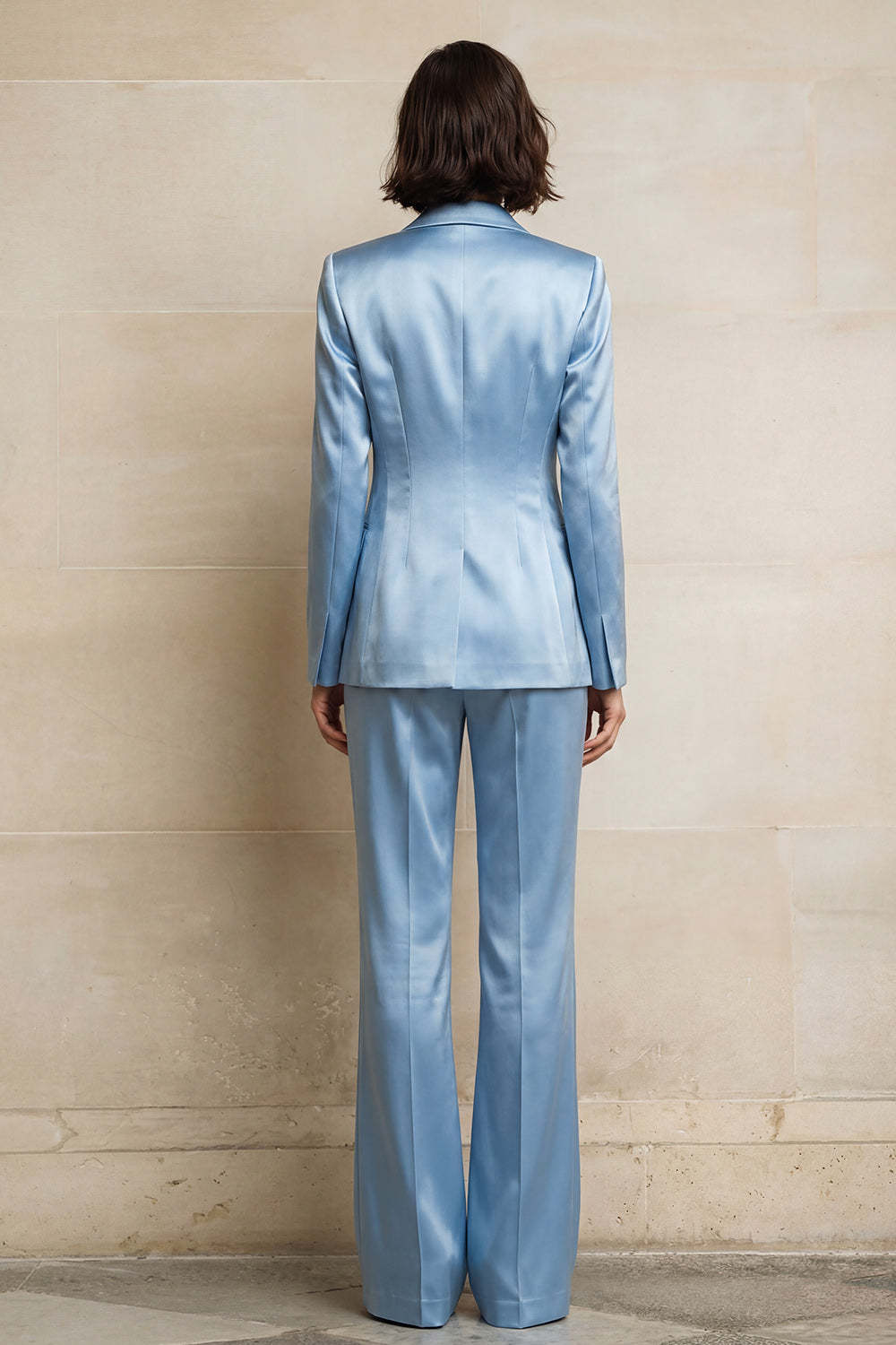 2 Piece Blue Single Breasted Peak Lapel Women Formal Suits