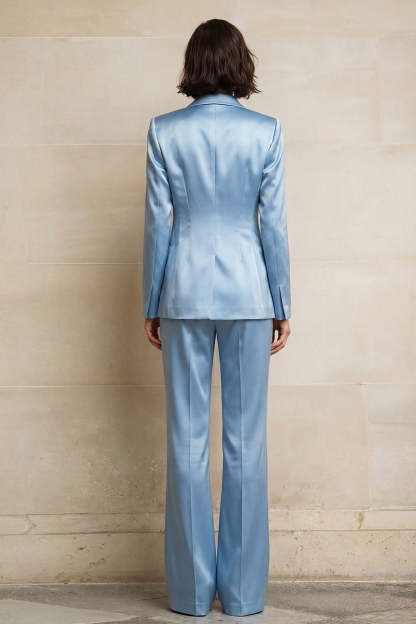 2 Piece Blue Single Breasted Peak Lapel Women Formal Suits