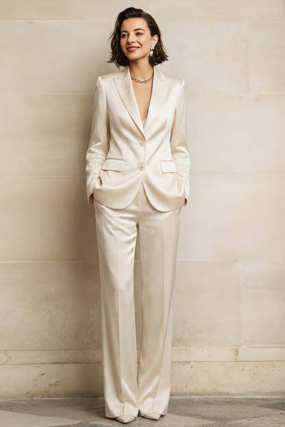 2 Piece Blue Single Breasted Peak Lapel Women Formal Suits