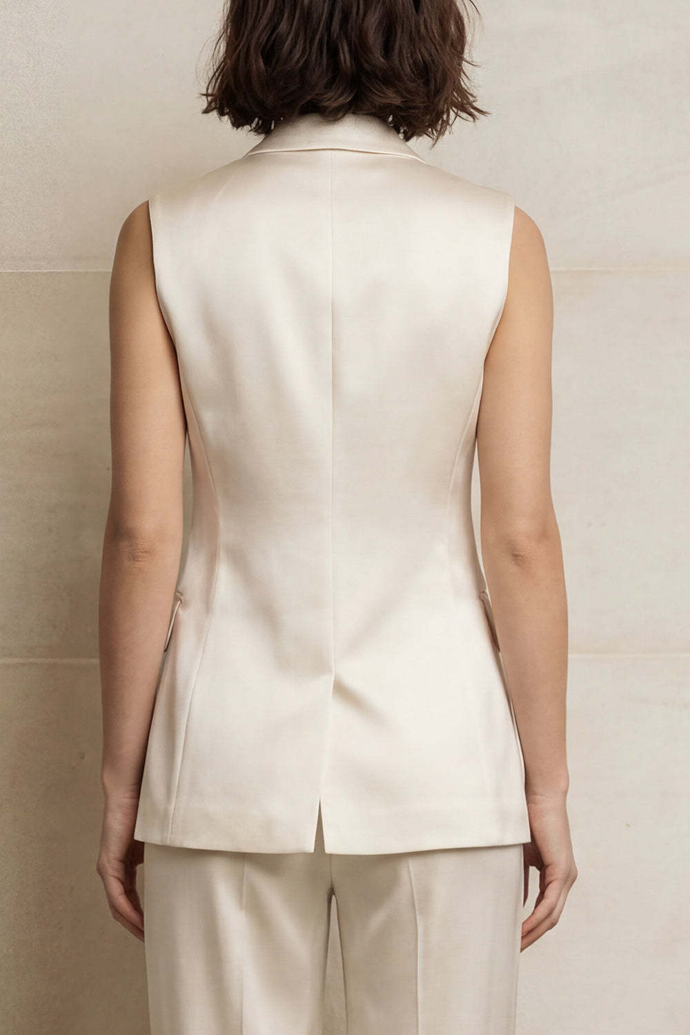 Single Breasted 2 Piece Blue Sleeveless Peak Lapel Women Formal Suits