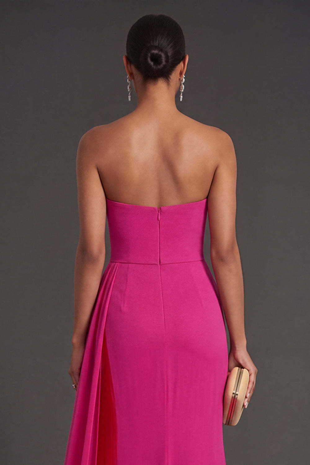 Fuchsia Mermaid Ruched Sweetheart Long Formal Dress with Slit