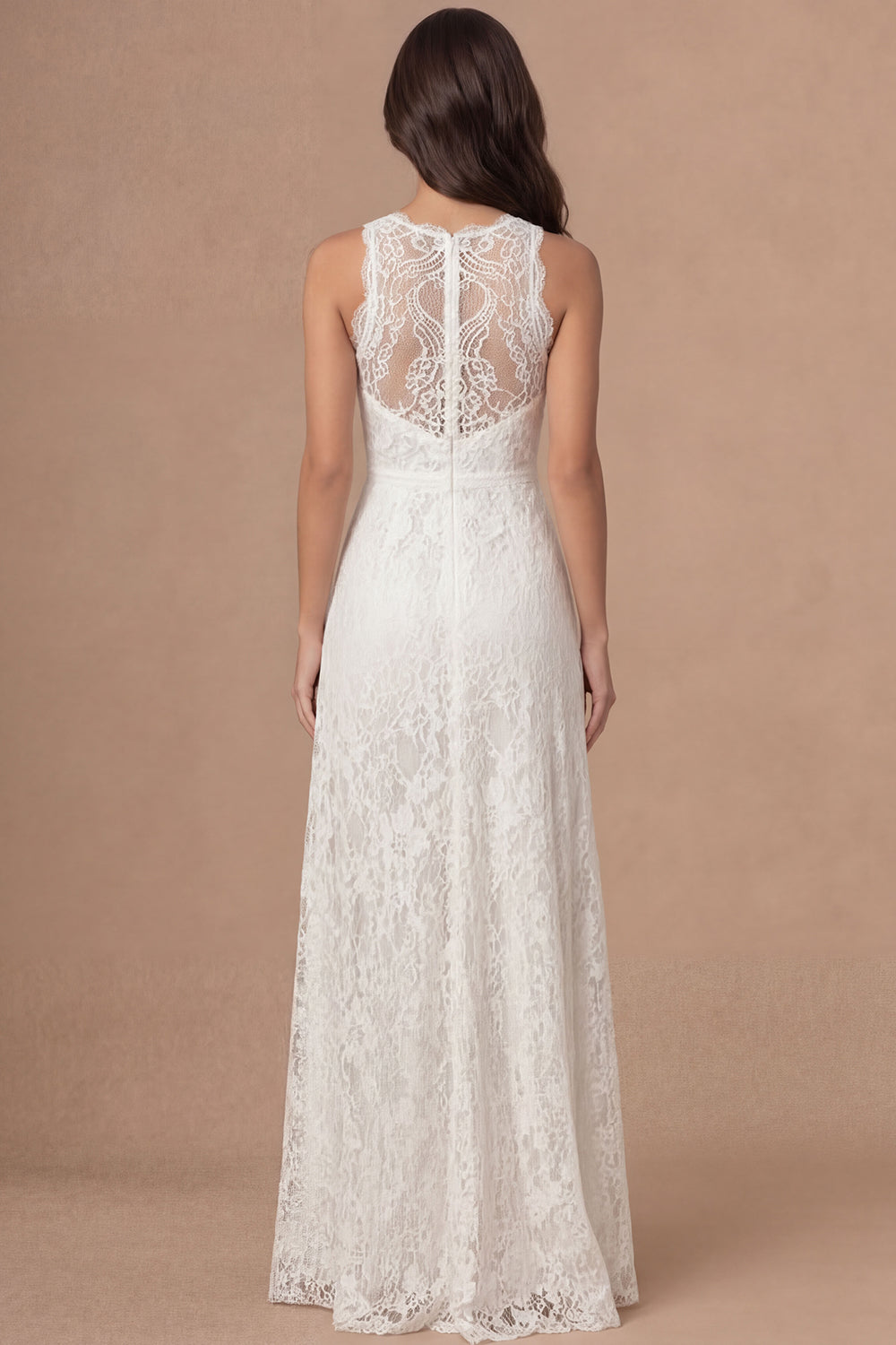 Floral Sheath Ivory Halter Neck Long Bridal Shower Dress with Slit