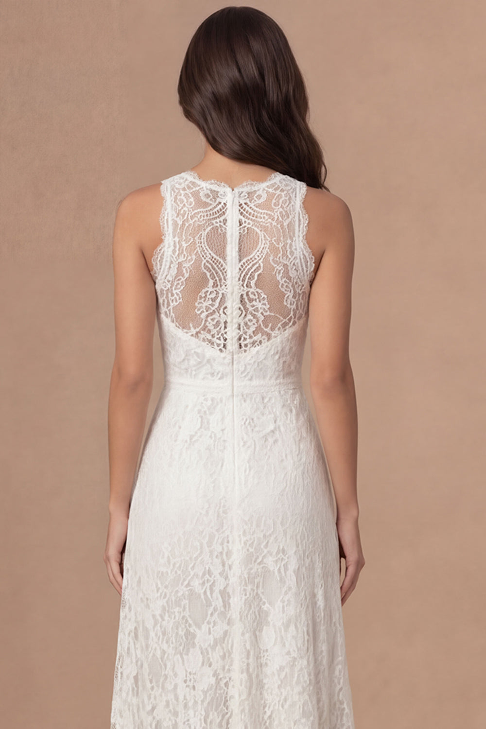 Floral Sheath Ivory Halter Neck Long Bridal Shower Dress with Slit