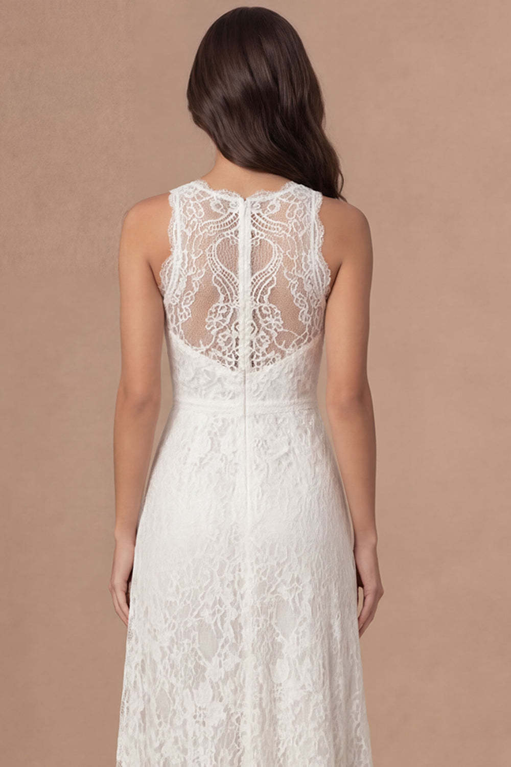 Floral Sheath Ivory Halter Neck Long Bridal Shower Dress with Slit