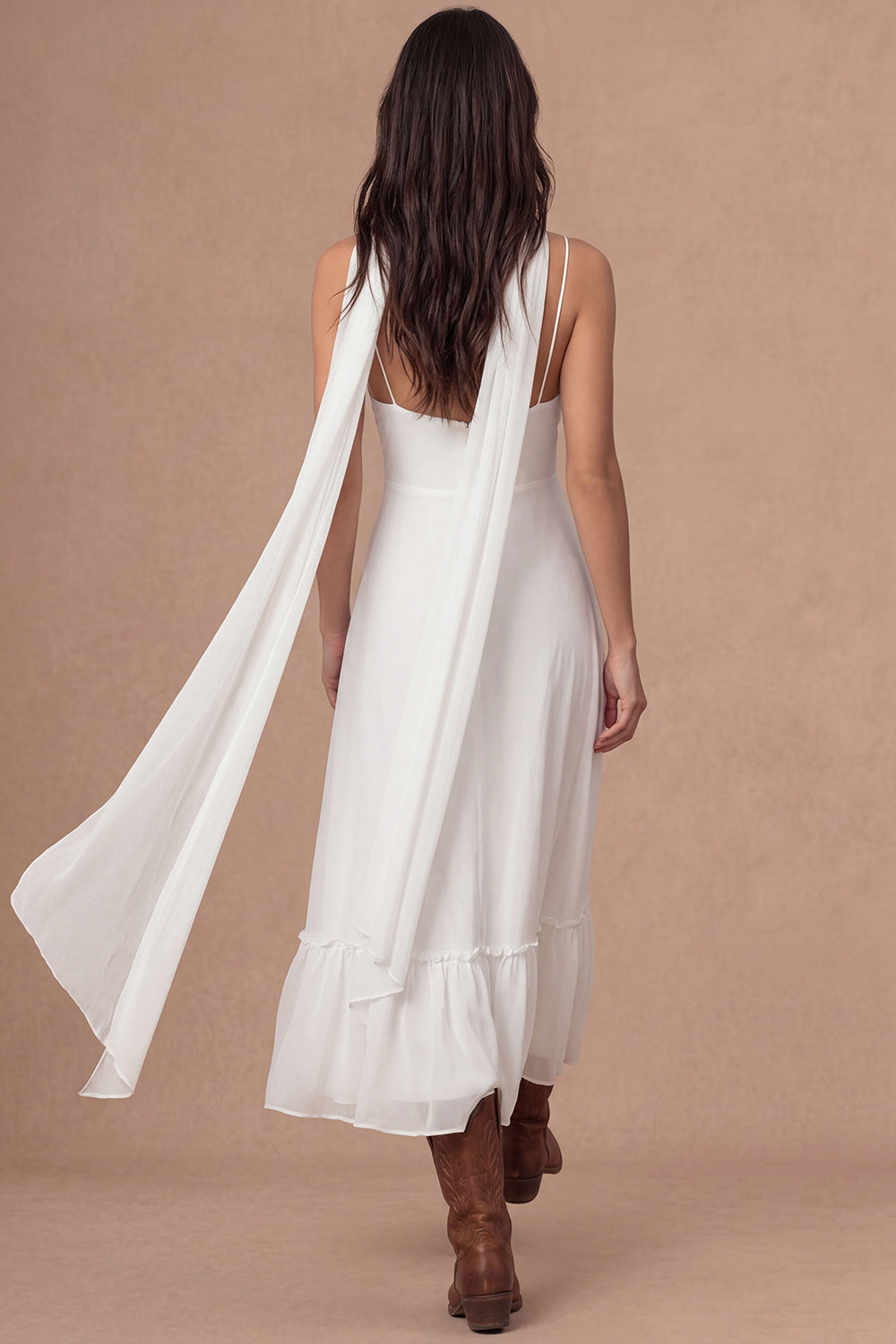 Sheath Ivory Spaghetti Straps Sleeveless Long Bridal Shower Dress with Slit