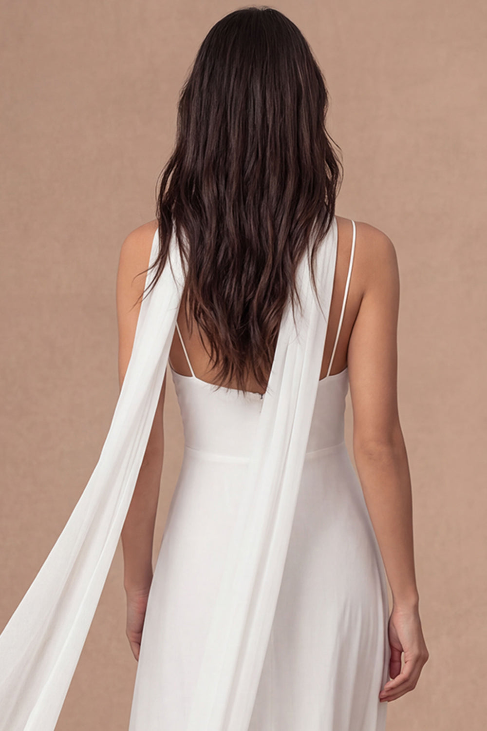 Sheath Ivory Spaghetti Straps Sleeveless Long Bridal Shower Dress with Slit